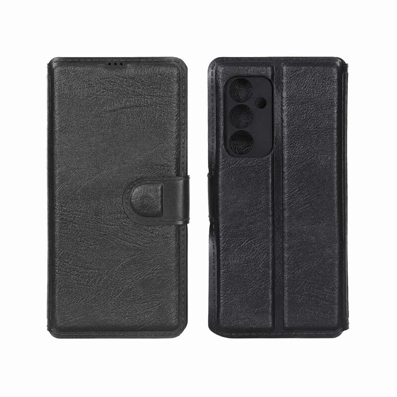 کیف موبایل چرمی مگنتی محافظ لنزدار Samsung Galaxy S23 FE - مشکی