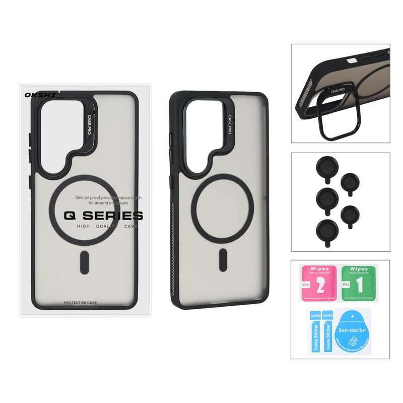 قاب Case Pro لنز آلومینیومی مات Magsafe با ست محافظ لنز رینگی مدل Samsung Galaxy S26 Ultra - مشکی (پک دار)