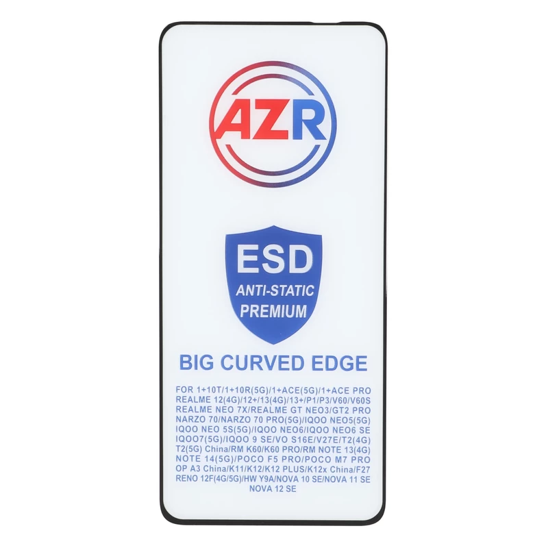 محافظ صفحه نمایش شیشه ای AZR - Big curved ESD Anti Static مدل Xiaomi Redmi Note 13 4G / Poco M7 Pro 5G