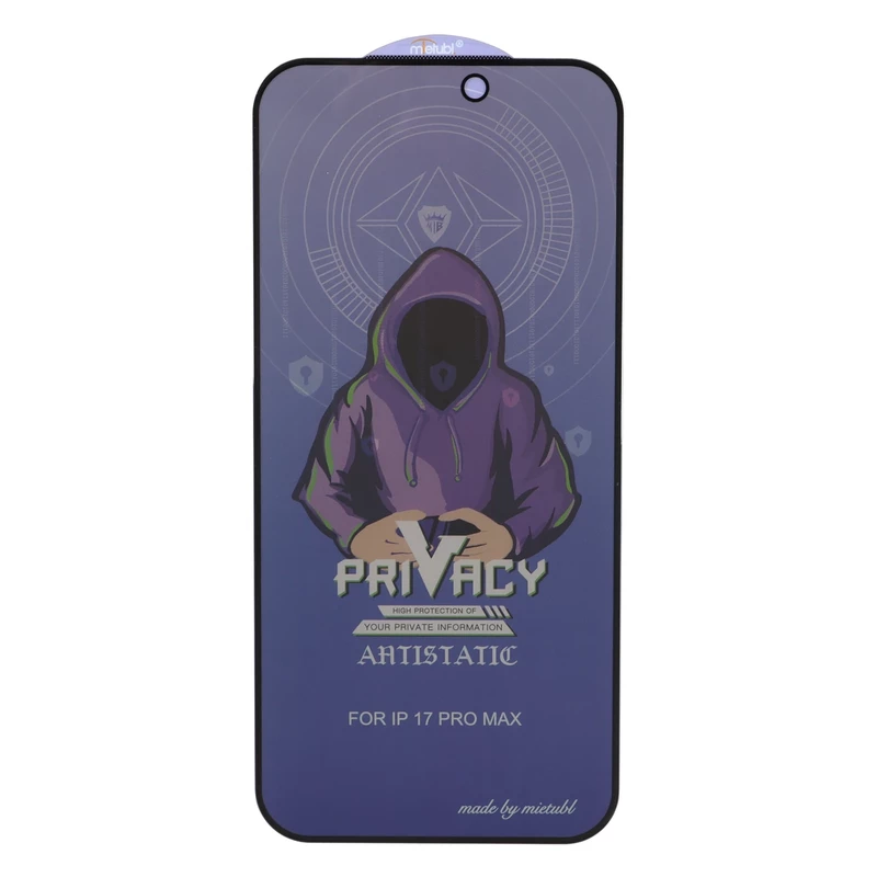 محافظ صفحه نمایش شیشه ای Full Cover Mietubl Anti Static Privacy مدل Apple iPhone 17 Pro Max