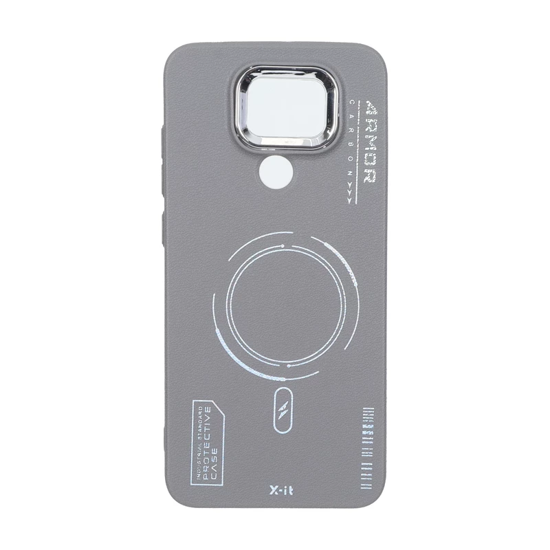 قاب Armor لنز متال Texture طرح مگ سیف Xiaomi Redmi Note 9 / Redmi 10X 5G / Redmi 10X Pro 5G  - خاکستری