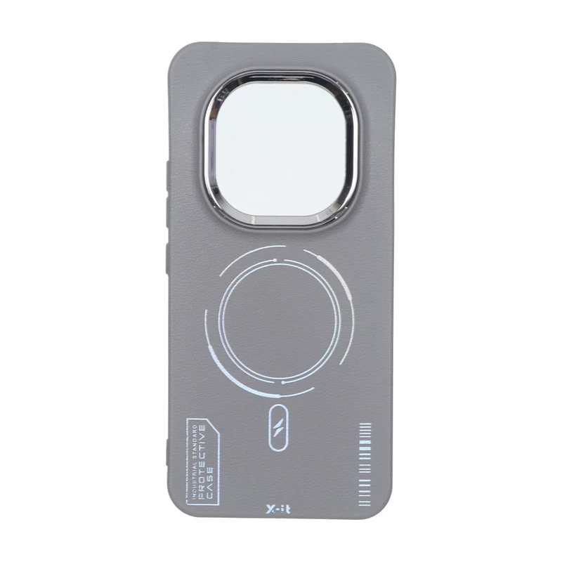 قاب Armor لنز متال Texture طرح مگ سیف Xiaomi Redmi Note 15 Pro Plus - خاکستری