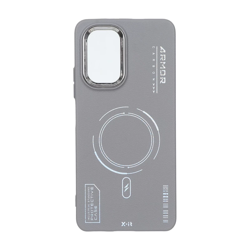 قاب Armor لنز متال Texture طرح مگ سیف Xiaomi Poco F3 / Redmi Mi 11i / Redmi K40 - خاکستری