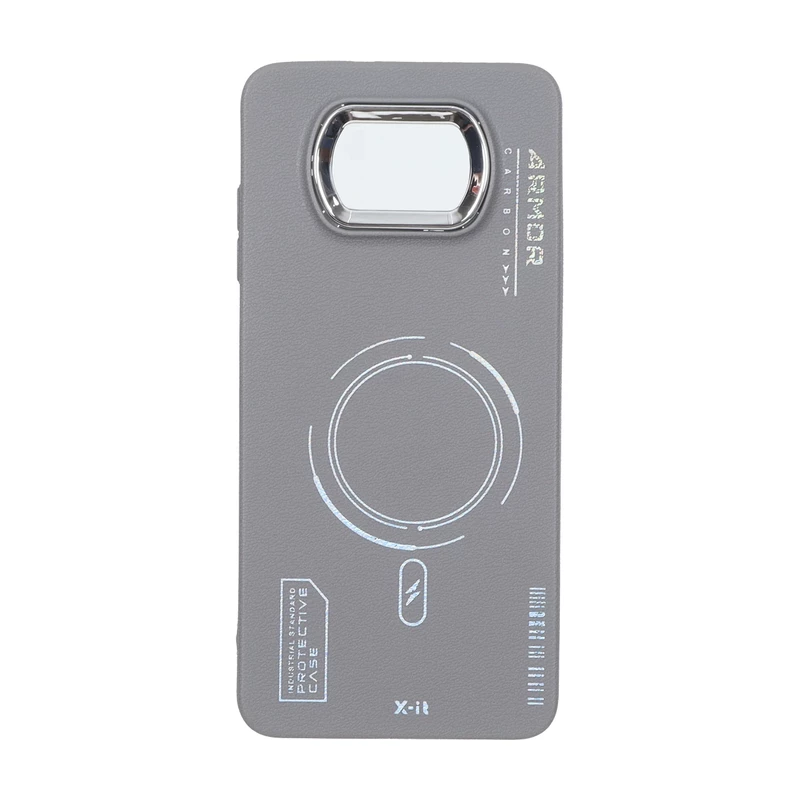 قاب Armor لنز متال Texture طرح مگ سیف Xiaomi Poco X3 / Poco X3 Pro / Poco X3 NFC - خاکستری