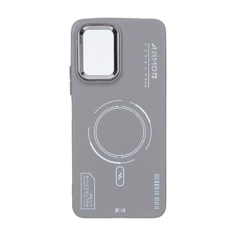 قاب Armor لنز متال Texture طرح مگ سیف Xiaomi Redmi Note 10 Pro 5G / Poco X3 GT - خاکستری