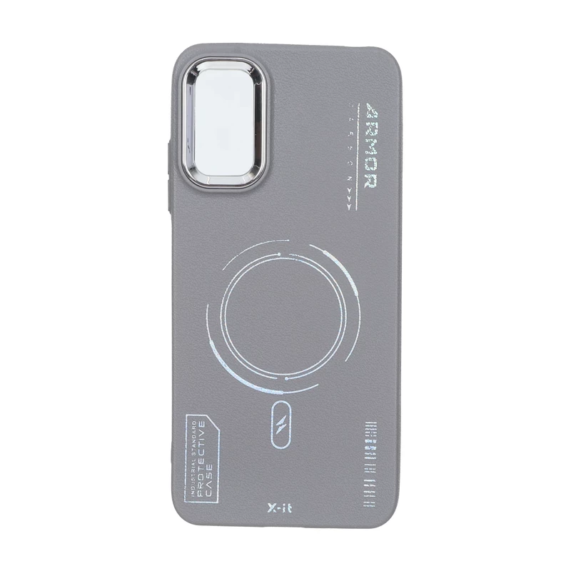 قاب Armor لنز متال Texture طرح مگ سیف Xiaomi Poco M3 Pro / Redmi Note 10 5G / Redmi Note 11 SE - خاکستری