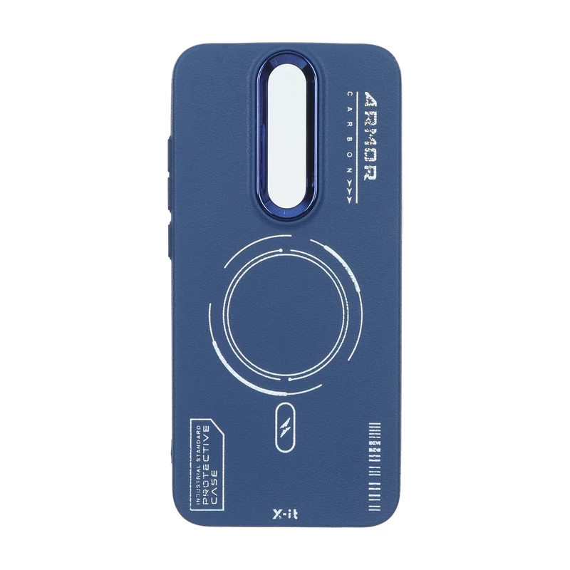 قاب Armor لنز متال Texture طرح مگ سیف Xiaomi Redmi 8 - سرمه ای