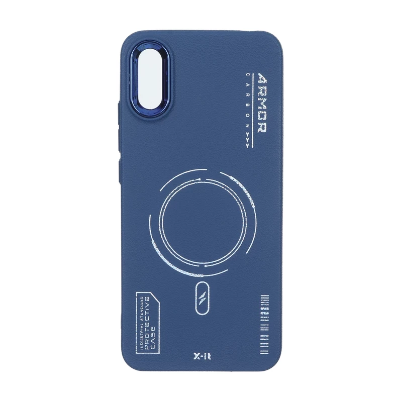 قاب Armor لنز متال Texture طرح مگ سیف Xiaomi Redmi 9A / Redmi 9A Sport / Redmi 9AT - سرمه ای