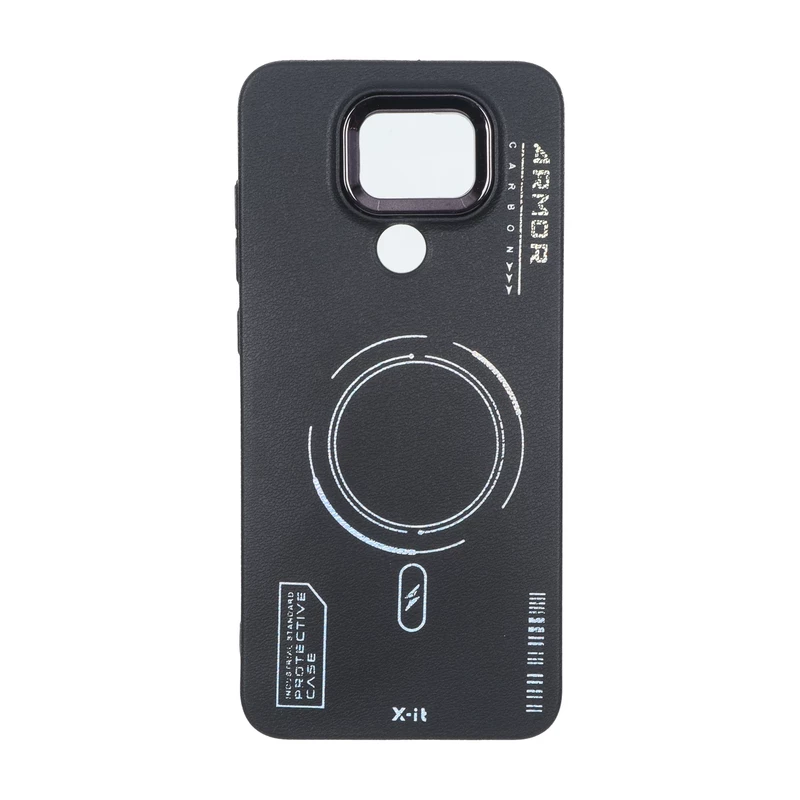 قاب Armor لنز متال Texture طرح مگ سیف Xiaomi Redmi Note 9 / Redmi 10X 5G / Redmi 10X Pro 5G  - مشکی