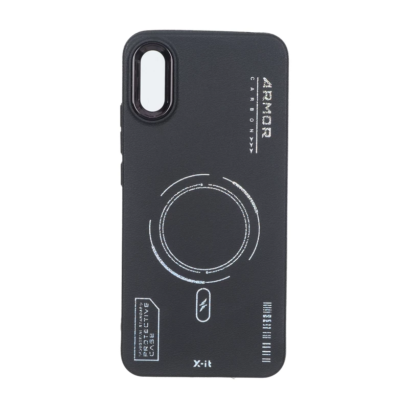 قاب Armor لنز متال Texture طرح مگ سیف Xiaomi Redmi 9A / Redmi 9A Sport / Redmi 9AT - مشکی