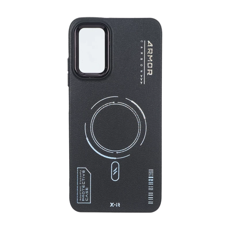 قاب Armor لنز متال Texture طرح مگ سیف Xiaomi Poco M3 / Redmi 9T 4G - مشکی