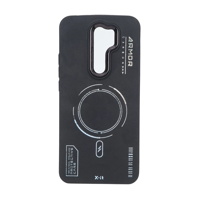 قاب Armor لنز متال Texture طرح مگ سیف Xiaomi Redmi 9 / Redmi 9 Prime / Poco M2 - مشکی