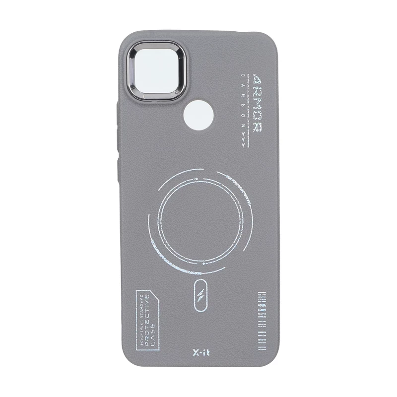 قاب Armor لنز متال Texture طرح مگ سیف Xiaomi Redmi 10A / Redmi 9C / Poco C31 - خاکستری
