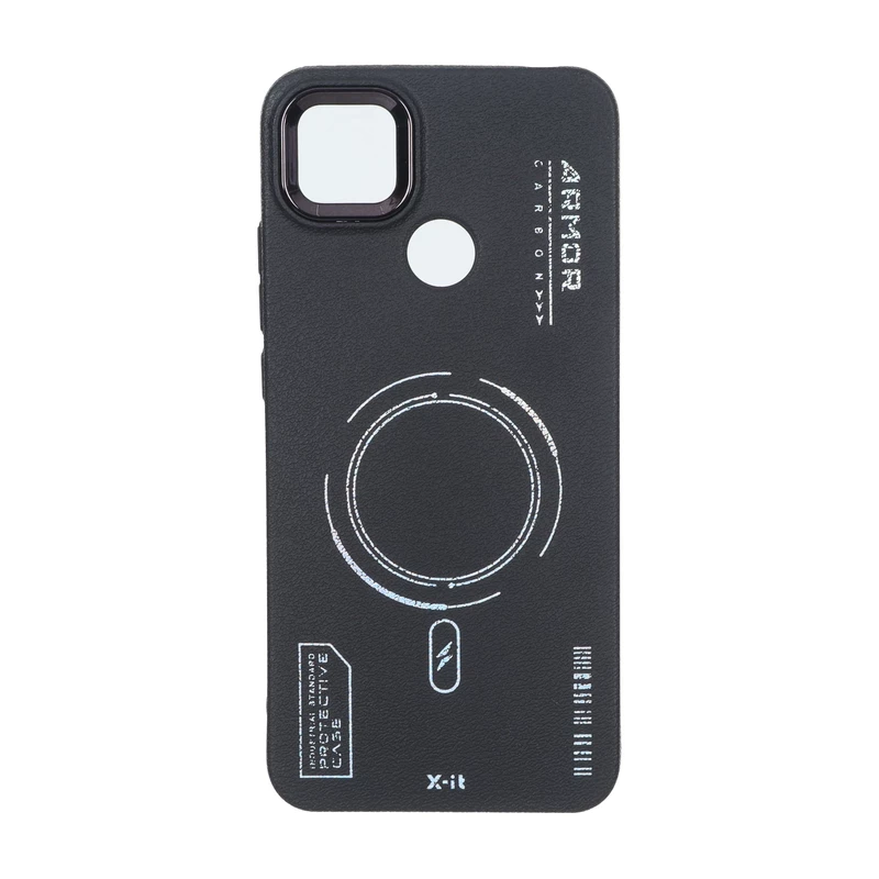 قاب Armor لنز متال Texture طرح مگ سیف Xiaomi Redmi 10A / Redmi 9C / Poco C31 - مشکی