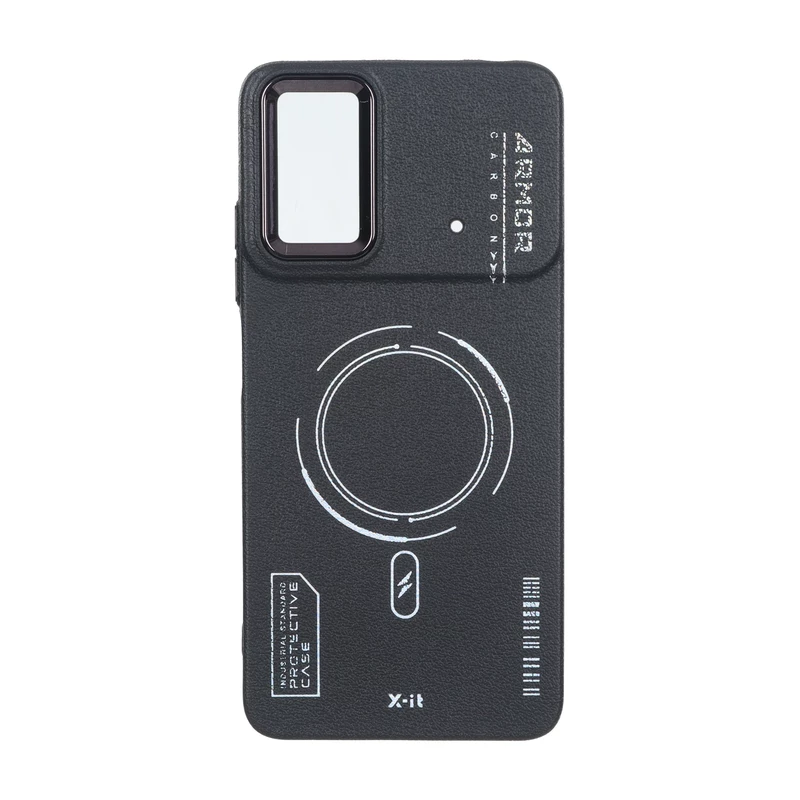 قاب Armor لنز متال Texture طرح مگ سیف Xiaomi Poco X4 Pro  - مشکی