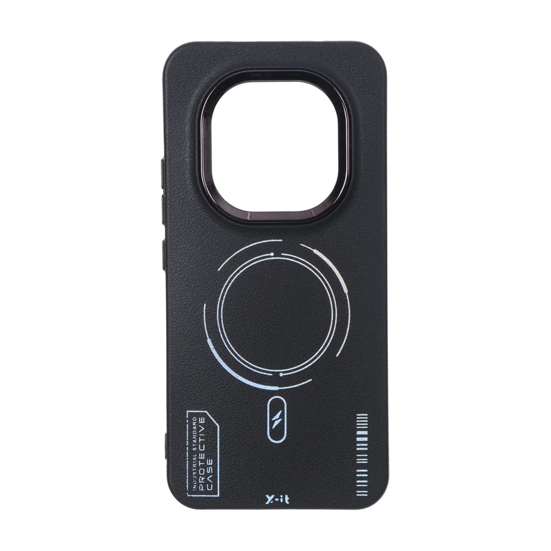 قاب Armor لنز متال Texture طرح مگ سیف Xiaomi Redmi Note 15 Pro Plus - مشکی