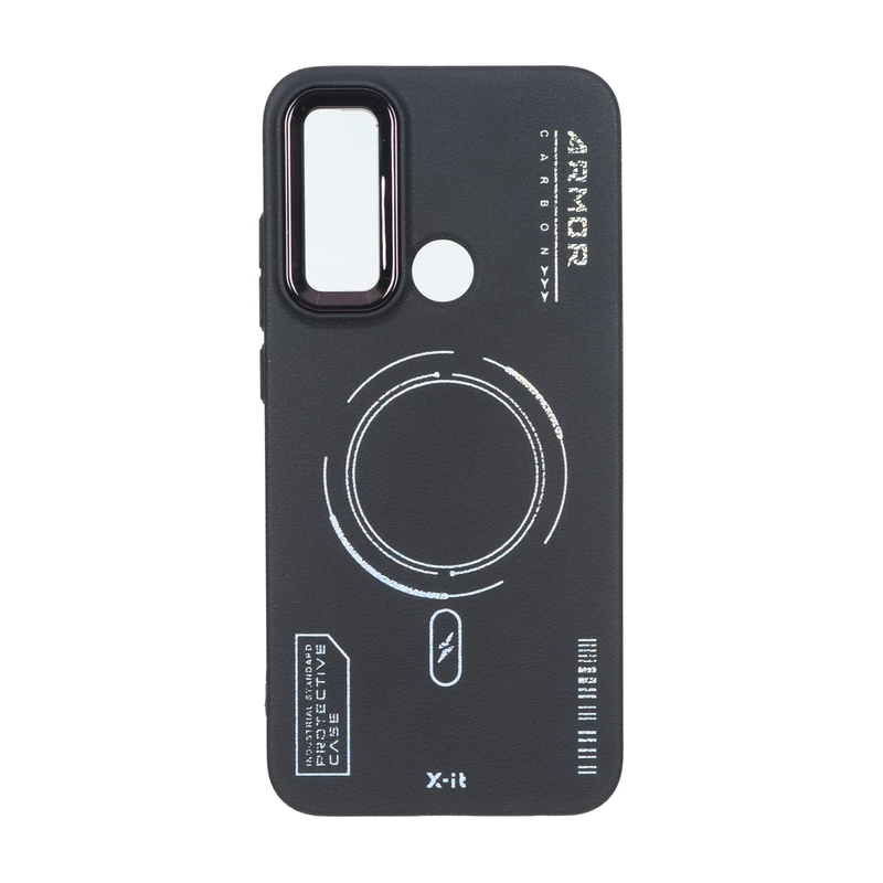 قاب Armor لنز متال Texture طرح مگ سیف Xiaomi Redmi Note 8 - مشکی