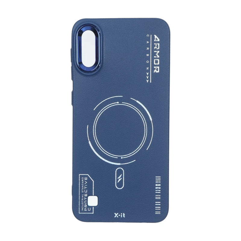 قاب Armor لنز متال Texture طرح مگ سیف Samsung Galaxy A10 / M10 - سرمه ای