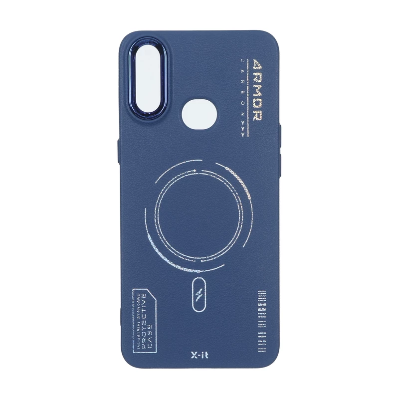 قاب Armor لنز متال Texture طرح مگ سیف Samsung Galaxy A10s - سرمه ای
