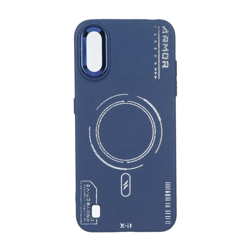 قاب Armor لنز متال Texture طرح مگ سیف Samsung Galaxy A01 / M01 - سرمه ای