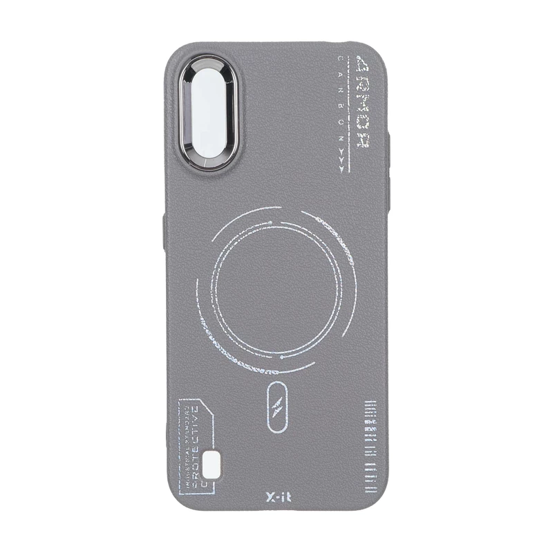 قاب Armor لنز متال Texture طرح مگ سیف Samsung Galaxy A01 / M01 - خاکستری