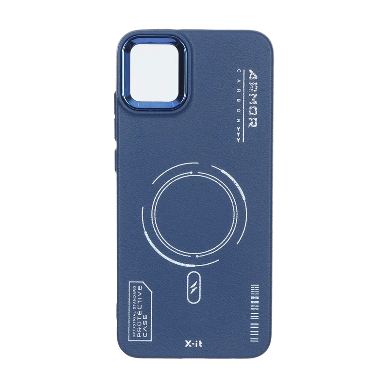 قاب Armor لنز متال Texture طرح مگ سیف Samsung Galaxy A04e / M04 / F04 - سرمه ای