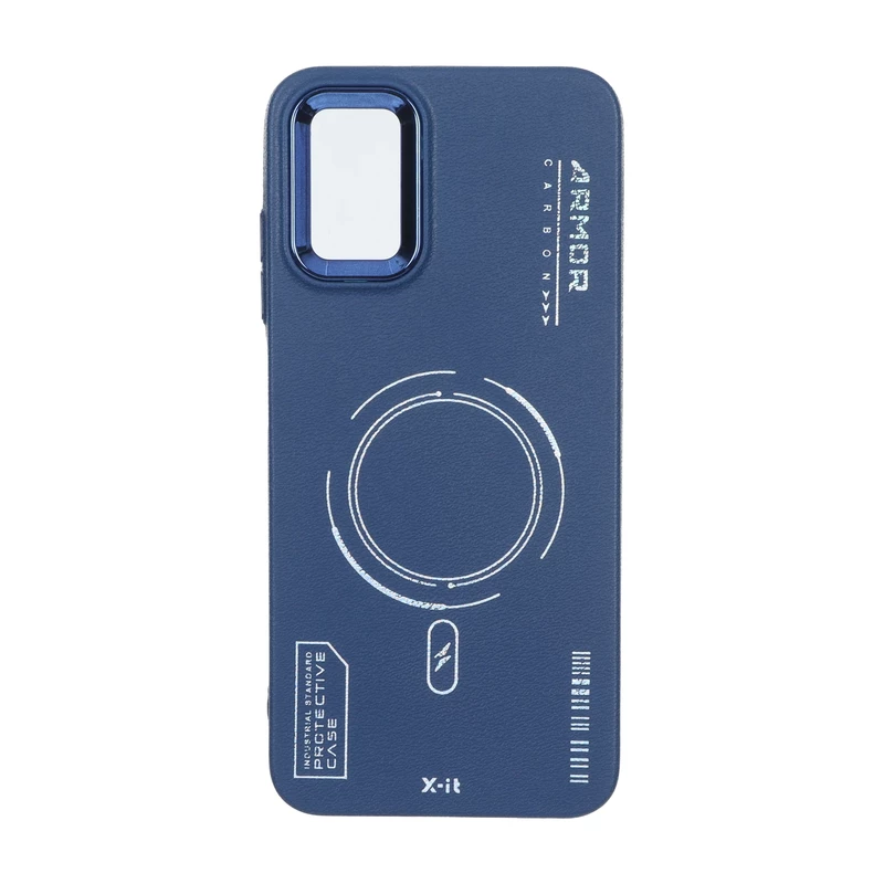 قاب Armor لنز متال Texture طرح مگ سیف Samsung Galaxy A03s / A02s - سرمه ای
