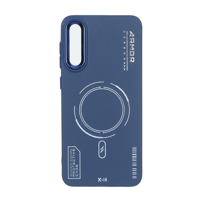 قاب Armor لنز متال Texture طرح مگ سیف Samsung Galaxy A50 / A50s / A30s - سرمه ای