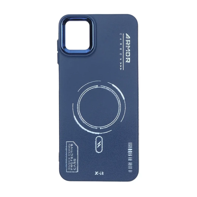 قاب Armor لنز متال Texture طرح مگ سیف Samsung Galaxy A04 / M13 5G - سرمه ای