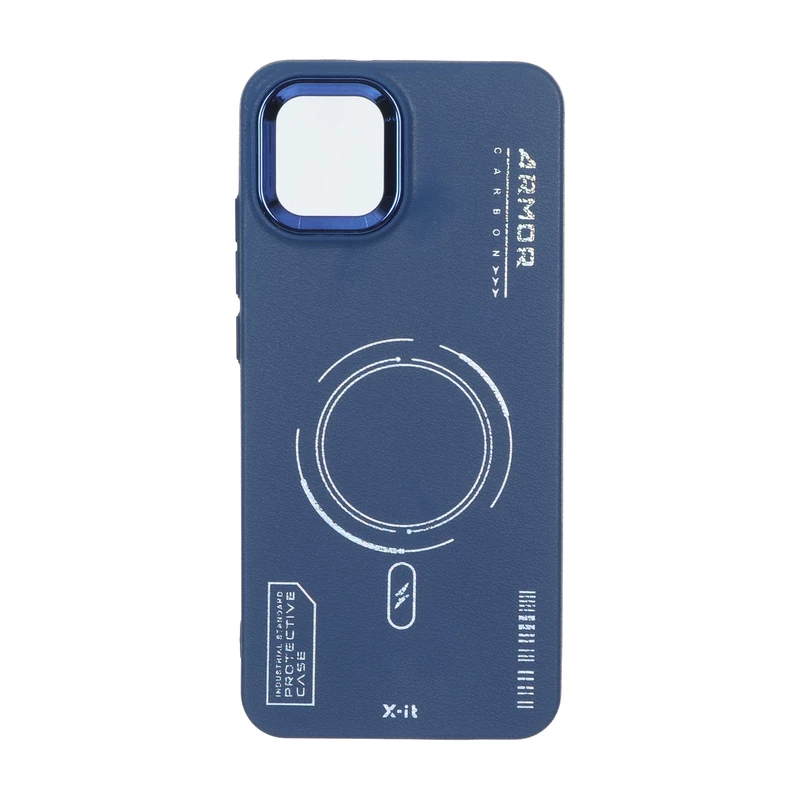 قاب Armor لنز متال Texture طرح مگ سیف Samsung Galaxy A03 - سرمه ای
