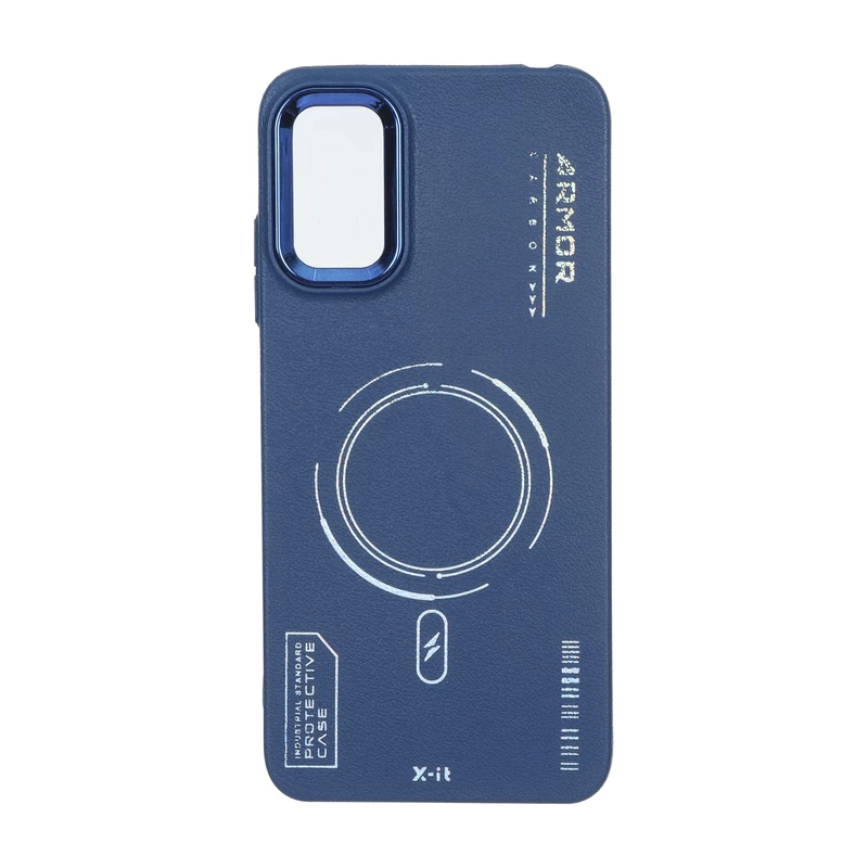 قاب Armor لنز متال Texture طرح مگ سیف Xiaomi Poco M3 Pro / Redmi Note 10 5G / Redmi Note 11 SE - سرمه ای