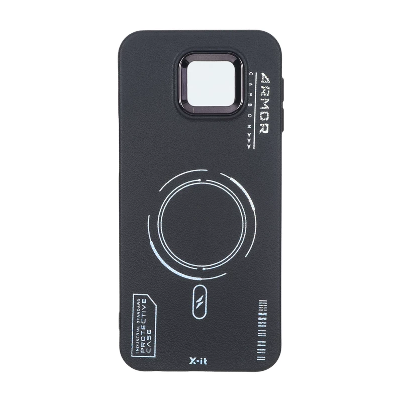 قاب Armor لنز متال Texture طرح مگ سیف Samsung Galaxy J4 Plus / J4 Prime / J4 Core / J410 - مشکی
