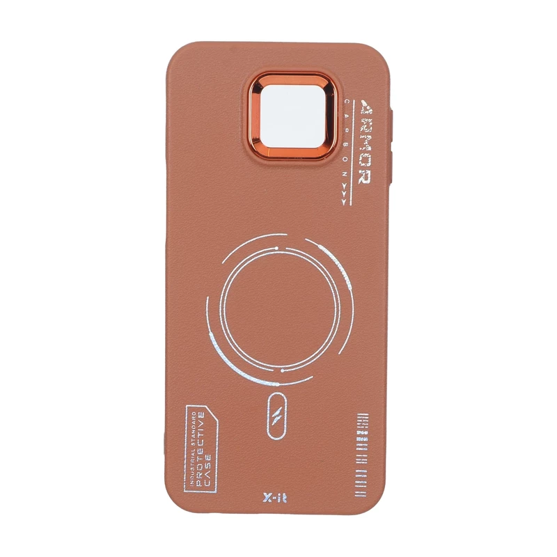 قاب Armor لنز متال Texture طرح مگ سیف Samsung Galaxy J4 Plus / J4 Prime / J4 Core / J410 - قهوه ای