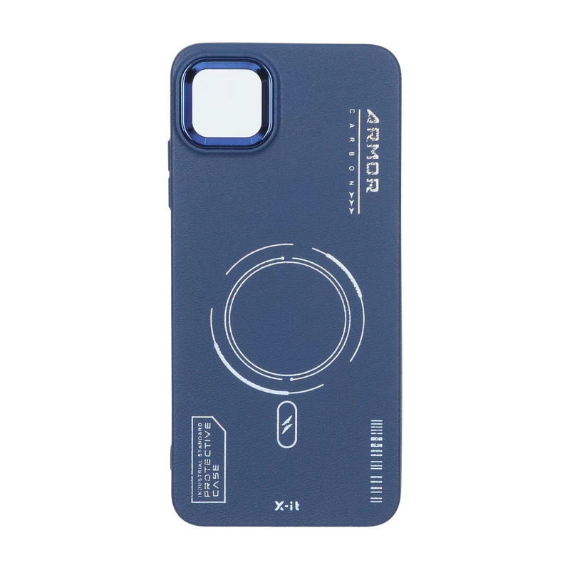قاب Armor لنز متال Texture طرح مگ سیف Samsung Galaxy A22 5G - سرمه ای