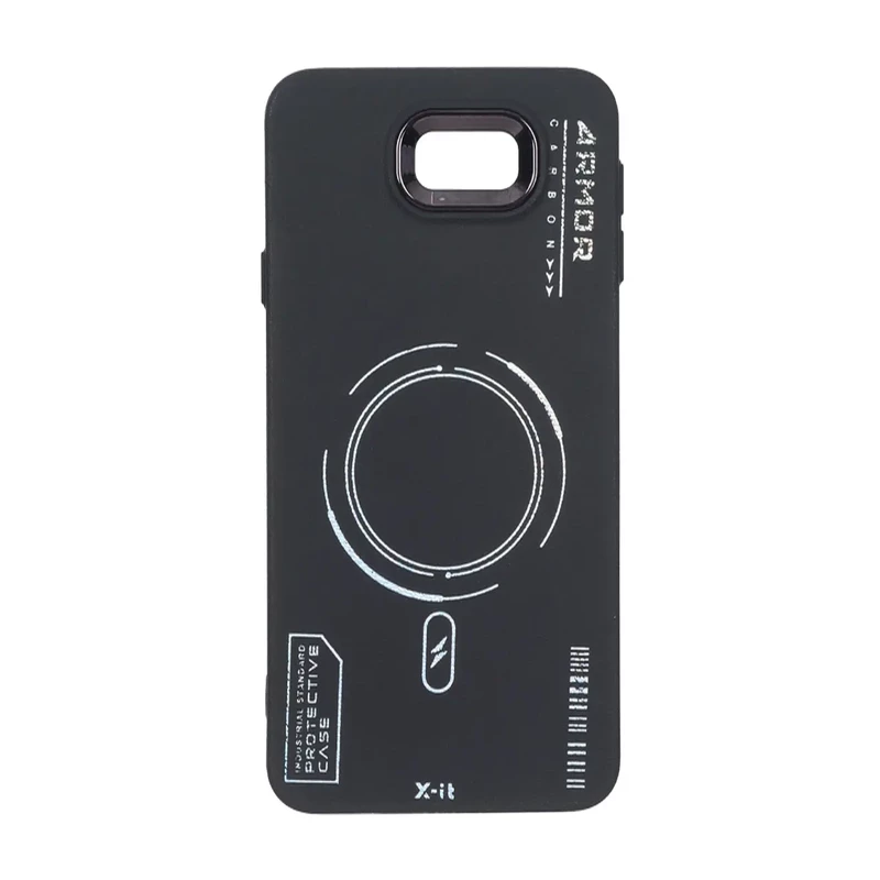 قاب Armor لنز متال Texture طرح مگ سیف Samsung Galaxy J7 Prime / G610 - مشکی