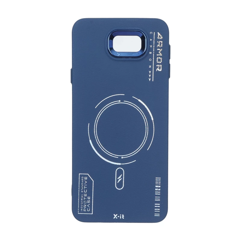 قاب Armor لنز متال Texture طرح مگ سیف Samsung Galaxy J7 Prime / G610 - سرمه ای