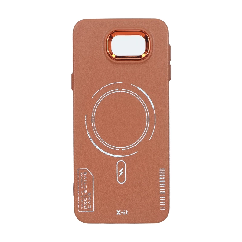 قاب Armor لنز متال Texture طرح مگ سیف Samsung Galaxy J5 Prime / J571 - قهوه ای