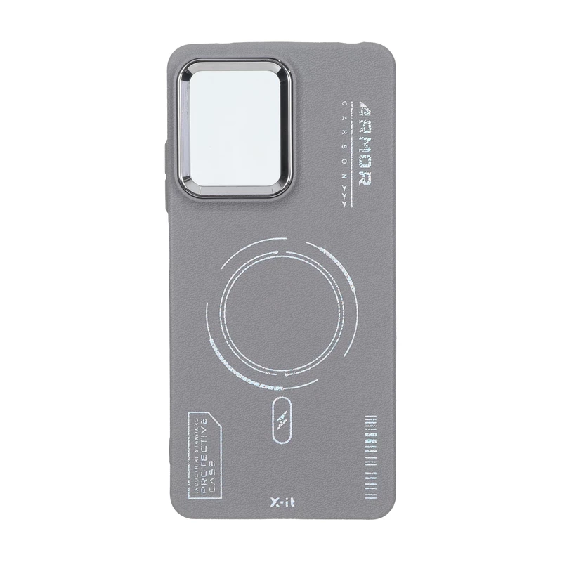 قاب Armor لنز متال Texture طرح مگ سیف Xiaomi Poco X5 Pro 5G - خاکستری