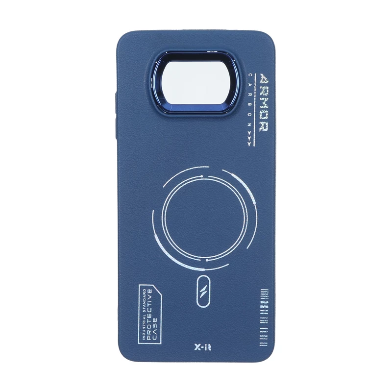 قاب Armor لنز متال Texture طرح مگ سیف Xiaomi Poco X3 / Poco X3 Pro / Poco X3 NFC - سرمه ای
