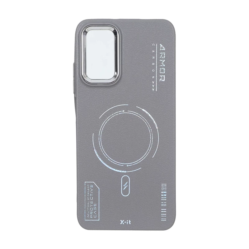 قاب Armor لنز متال Texture طرح مگ سیف Xiaomi Poco M3 / Redmi 9T 4G - خاکستری