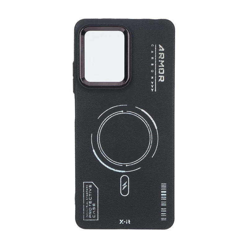 قاب Armor لنز متال Texture طرح مگ سیف Xiaomi Poco X5 Pro 5G - مشکی