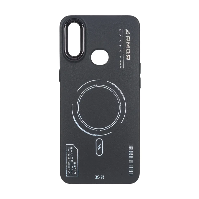 قاب Armor لنز متال Texture طرح مگ سیف Samsung Galaxy A10s - مشکی