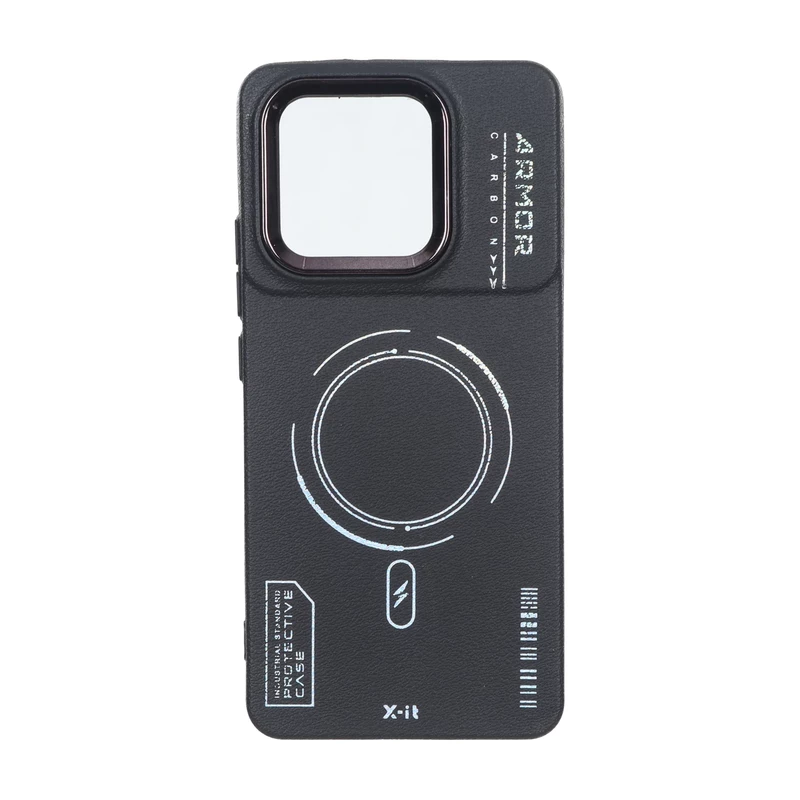 قاب Armor لنز متال Texture طرح مگ سیف Xiaomi Poco X6 Pro 5G / Redmi K70E - مشکی