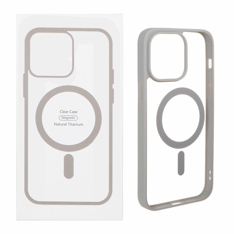 قاب شفاف Apple iPhone 14 Pro Max با قابلیت شارژ MagSafe - خاکستری (پک دار)