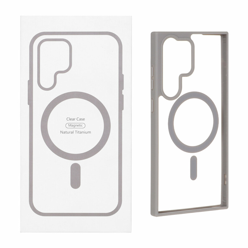 قاب شفاف دور رنگی Samsung Galaxy S23 Ultra با قابلیت شارژ MagSafe - طوسی (پک دار) - MPS
