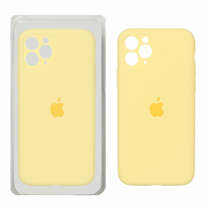 قاب سیلیکونی پاک کنی محافظ لنزدار اورجینال Apple iPhone 11 Pro - لیمویی (پک اصلی)