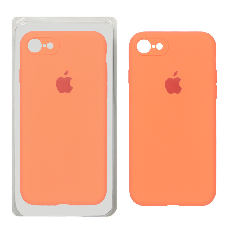 قاب سیلیکونی پاک کنی محافظ لنزدار اورجینال Apple iPhone 7 / iPhone 8 / iPhone SE (2020) - نارنجی تیره (پک اصلی)