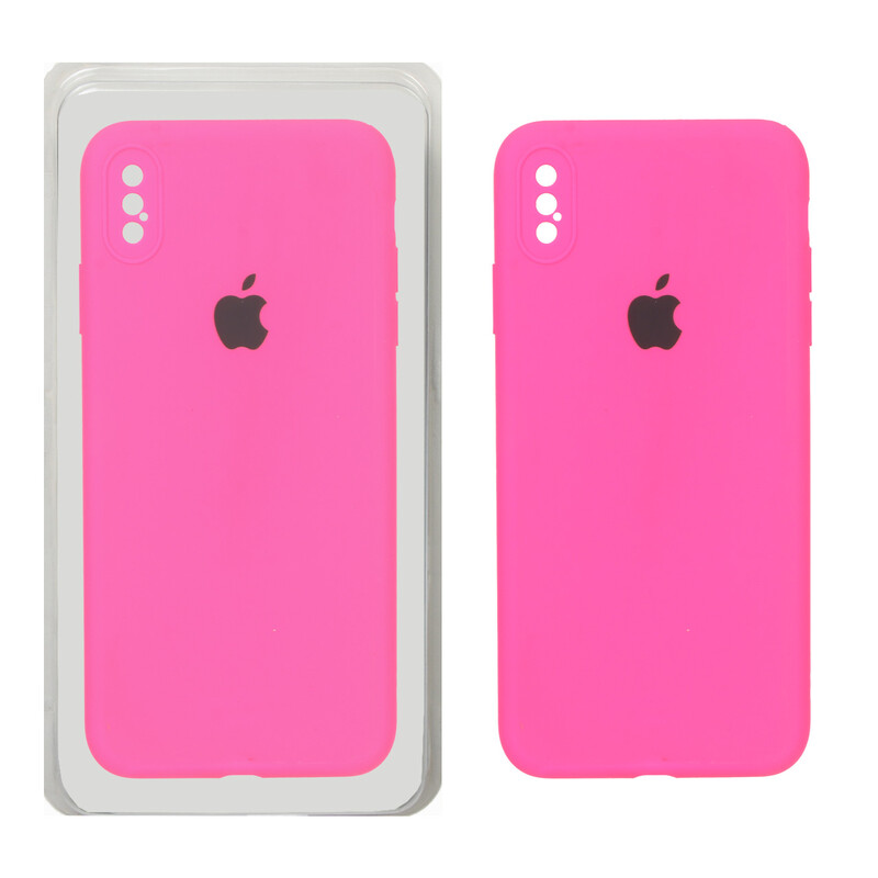 قاب سیلیکونی پاک کنی محافظ لنزدار اورجینال Apple iPhone X Max / iPhone XS Max - صورتی فانتزی (پک اصلی)
