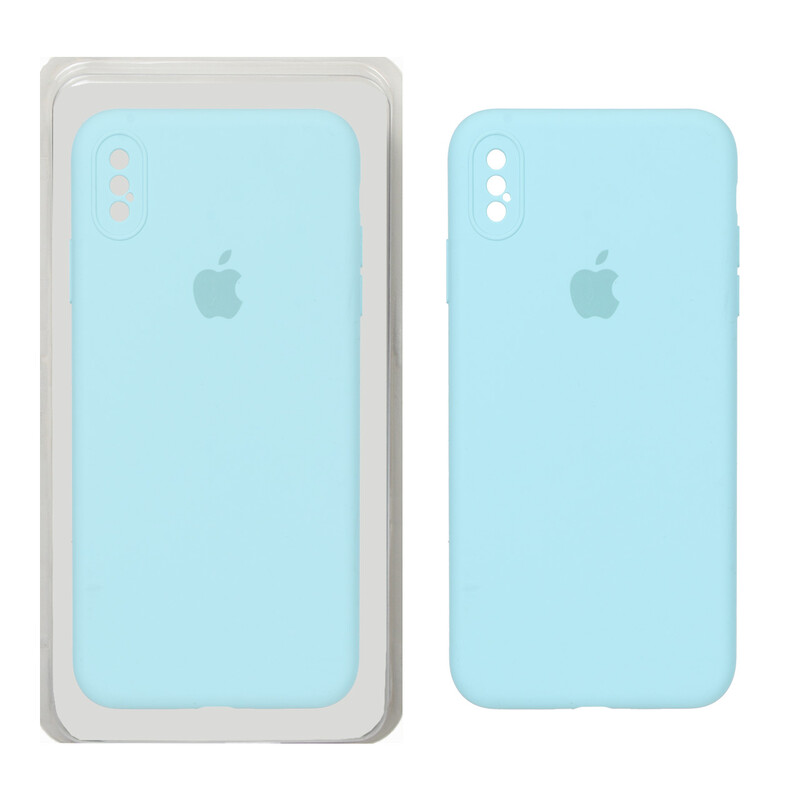 قاب سیلیکونی پاک کنی محافظ لنزدار اورجینال Apple iPhone X Max / iPhone XS Max - فیروزه ای (پک اصلی)