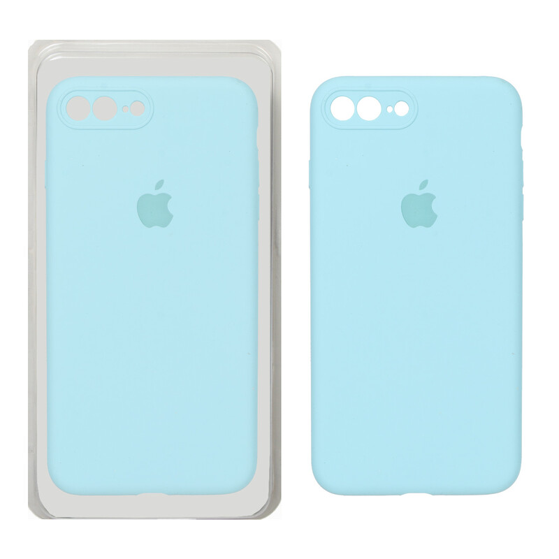 قاب سیلیکونی پاک کنی محافظ لنزدار اورجینال Apple iPhone 7 Plus / iPhone 8 Plus - فیروزه ای (پک اصلی)